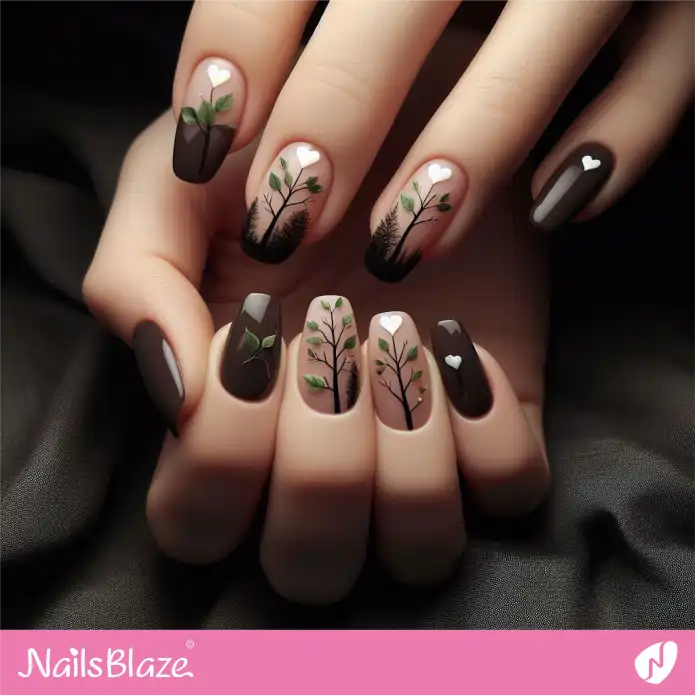 Forest Nail Design and Hearts | Love the Forest Nails - NB2870